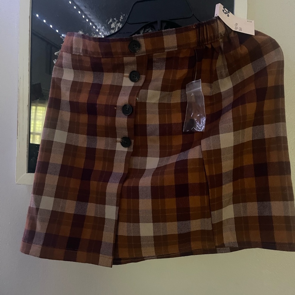 Plaid high rise skirt